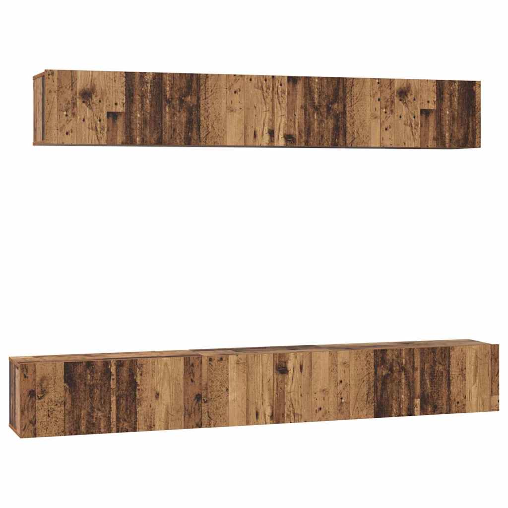 vidaXL TV-Schrankset Wandmontiert 5 pcs Altholz Holzwerkstoff