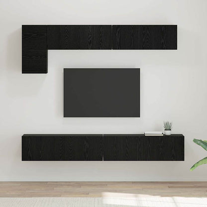 Meuble TV vidaXL, 5 pièces, Noir, aspect chêne, Bois d'ingénierie