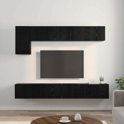 Meuble TV vidaXL, 5 pièces, Noir, aspect chêne, Bois d'ingénierie