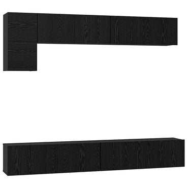 Meuble TV vidaXL, 5 pièces, Noir, aspect chêne, Bois d'ingénierie