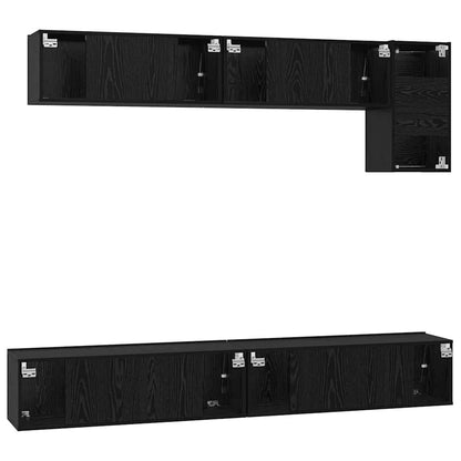 Meuble TV vidaXL, 5 pièces, Noir, aspect chêne, Bois d'ingénierie