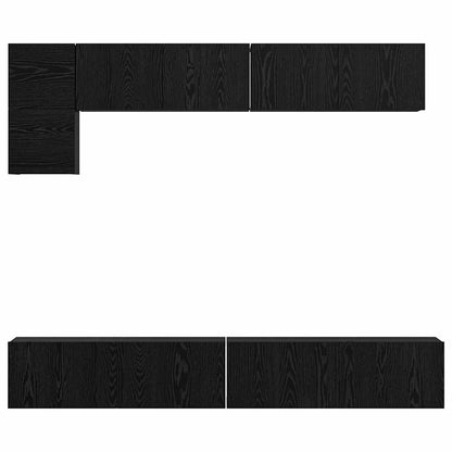 Meuble TV vidaXL, 5 pièces, Noir, aspect chêne, Bois d'ingénierie