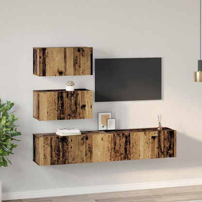 vidaXL TV-Schrankset Wandmontiert 4 pcs Altholz Holzwerkstoff