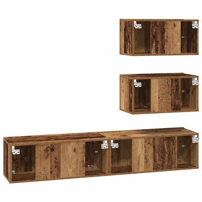 vidaXL TV-Schrankset Wandmontiert 4 pcs Altholz Holzwerkstoff