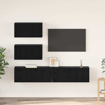 vidaXL Ensemble de meubles TV 4 pcs Noir aspect chêne Aggloméré