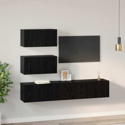 vidaXL Ensemble de meubles TV 4 pcs Noir aspect chêne Aggloméré