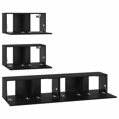 vidaXL Ensemble de meubles TV 4 pcs Noir aspect chêne Aggloméré