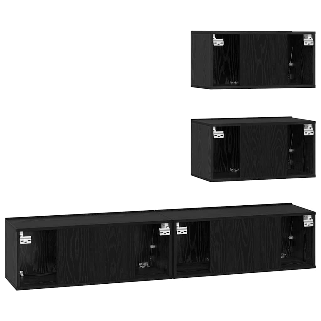 vidaXL Ensemble de meubles TV 4 pcs Noir aspect chêne Aggloméré