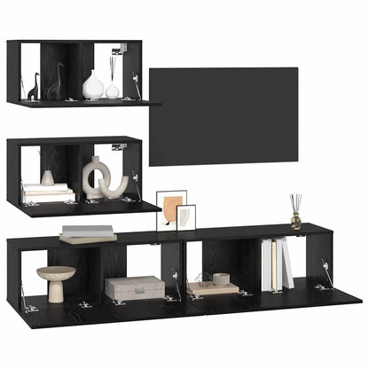 vidaXL Ensemble de meubles TV 4 pcs Noir aspect chêne Aggloméré