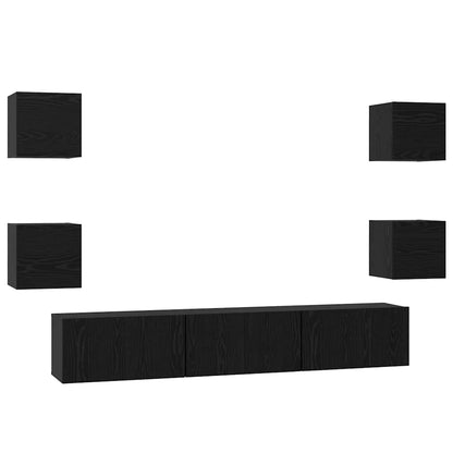 Meuble TV vidaXL 7 pcs noir aspect chêne en bois d'ingénierie