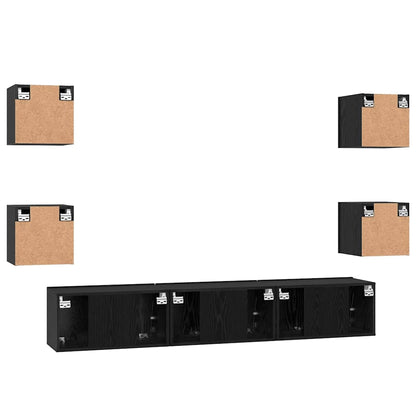 Meuble TV vidaXL 7 pcs noir aspect chêne en bois d'ingénierie