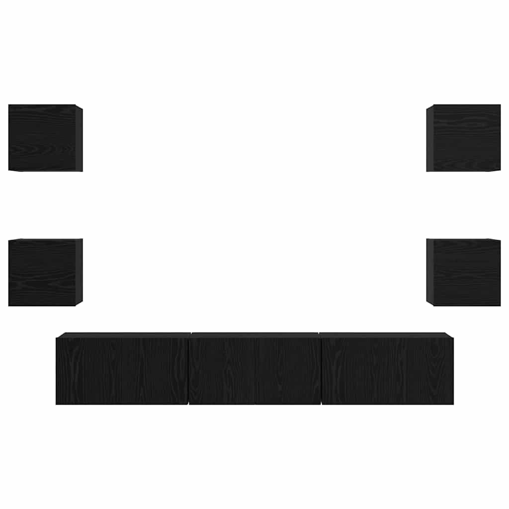 Meuble TV vidaXL 7 pcs noir aspect chêne en bois d'ingénierie
