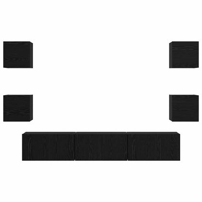 Meuble TV vidaXL 7 pcs noir aspect chêne en bois d'ingénierie
