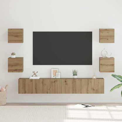 vidaXL TV-Schrankset Wandmontiert 7 pcs Artisan-Eiche Holzwerkstoff