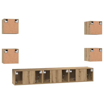 vidaXL TV-Schrankset Wandmontiert 7 pcs Artisan-Eiche Holzwerkstoff