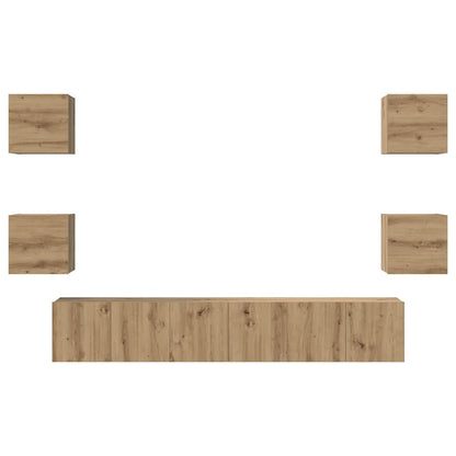 vidaXL TV-Schrankset Wandmontiert 7 pcs Artisan-Eiche Holzwerkstoff