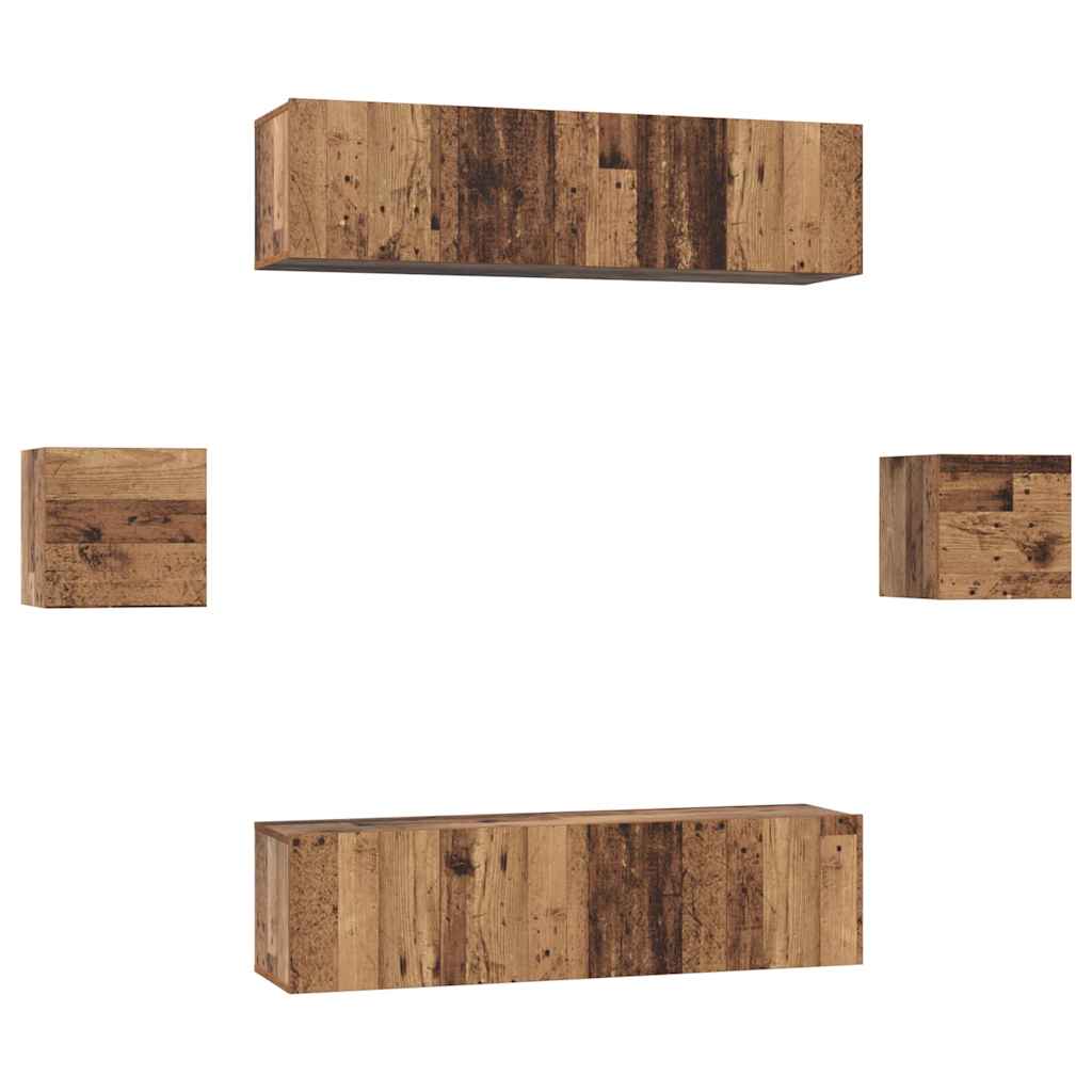 vidaXL TV-Schrankset Wandmontiert 6 pcs Altholz Holzwerkstoff