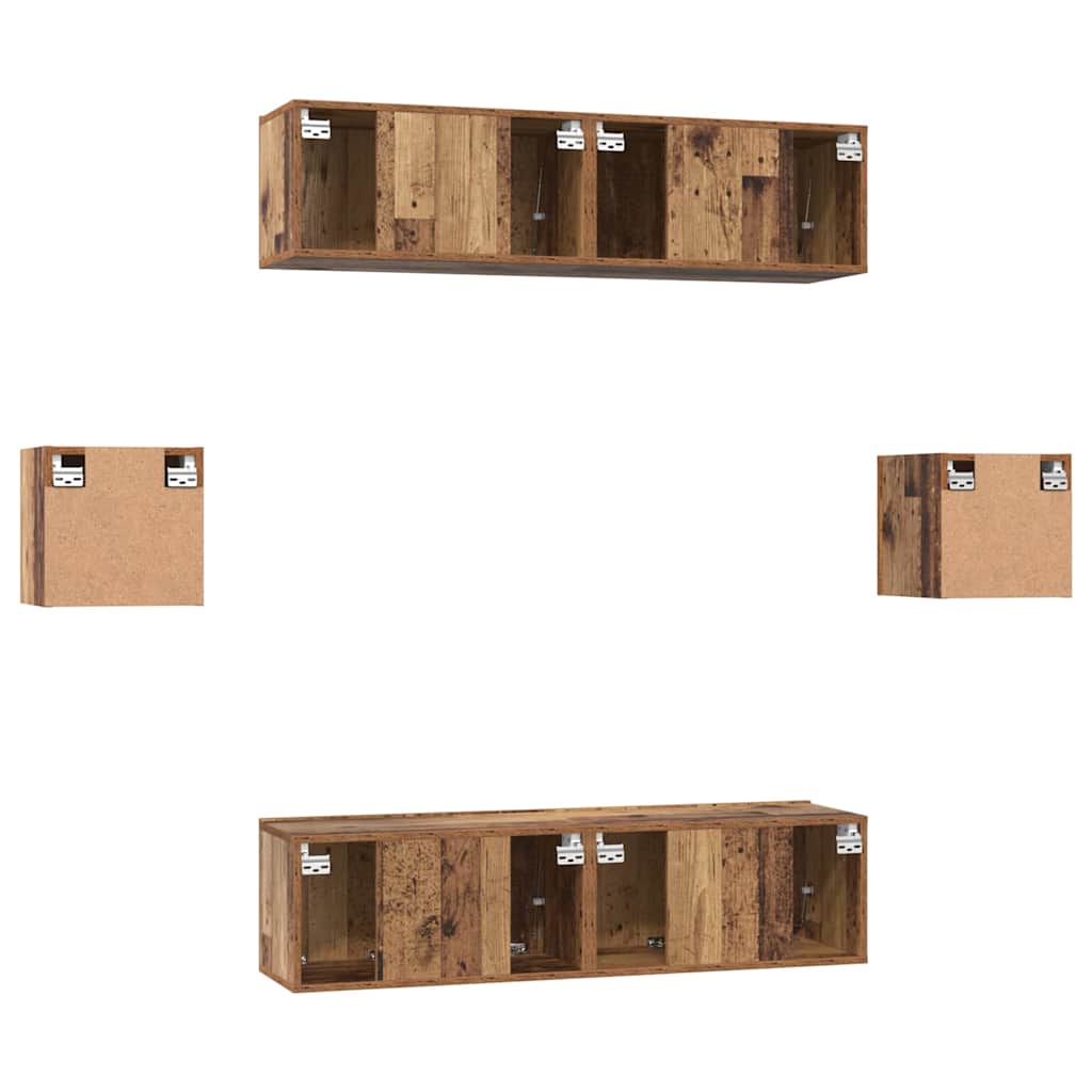 vidaXL TV-Schrankset Wandmontiert 6 pcs Altholz Holzwerkstoff