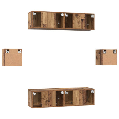 vidaXL TV-Schrankset Wandmontiert 6 pcs Altholz Holzwerkstoff