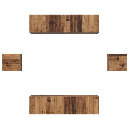 vidaXL TV-Schrankset Wandmontiert 6 pcs Altholz Holzwerkstoff