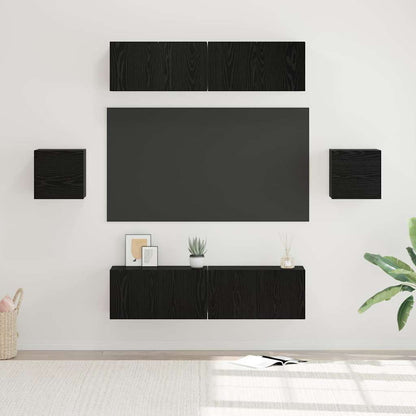 vidaXL Meuble TV 6 pcs Noir Aspect Chêne Bois d'ingénierie