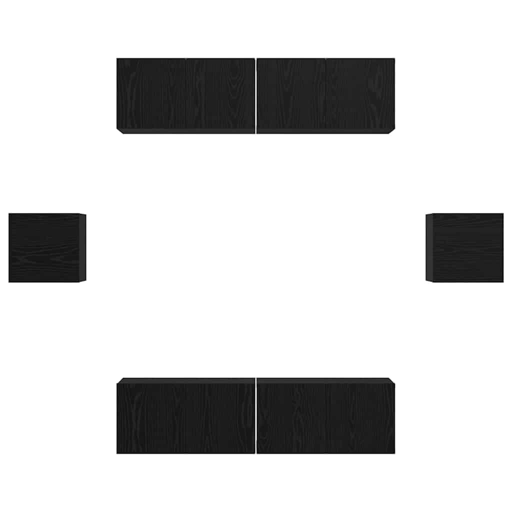 vidaXL Meuble TV 6 pcs Noir Aspect Chêne Bois d'ingénierie