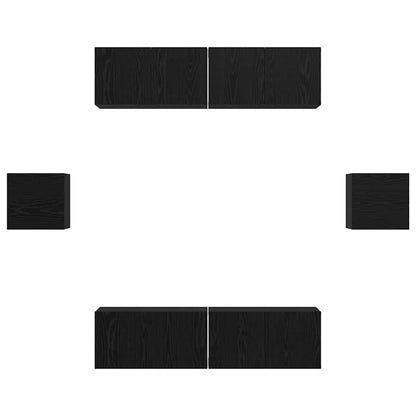 vidaXL Meuble TV 6 pcs Noir Aspect Chêne Bois d'ingénierie