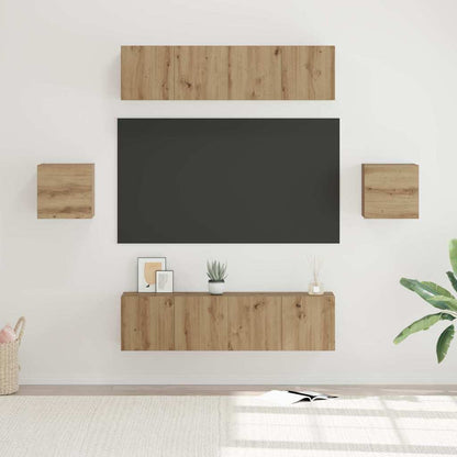 vidaXL TV-Schrankset Wandmontiert 6 pcs Artisan-Eiche Holzwerkstoff