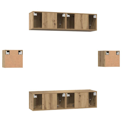 vidaXL TV-Schrankset Wandmontiert 6 pcs Artisan-Eiche Holzwerkstoff
