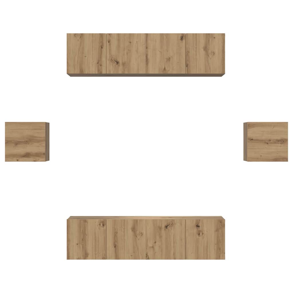 vidaXL TV-Schrankset Wandmontiert 6 pcs Artisan-Eiche Holzwerkstoff