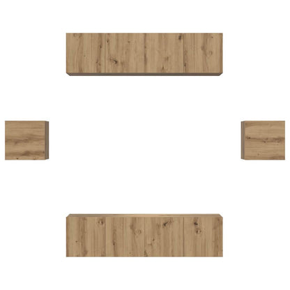 vidaXL TV-Schrankset Wandmontiert 6 pcs Artisan-Eiche Holzwerkstoff
