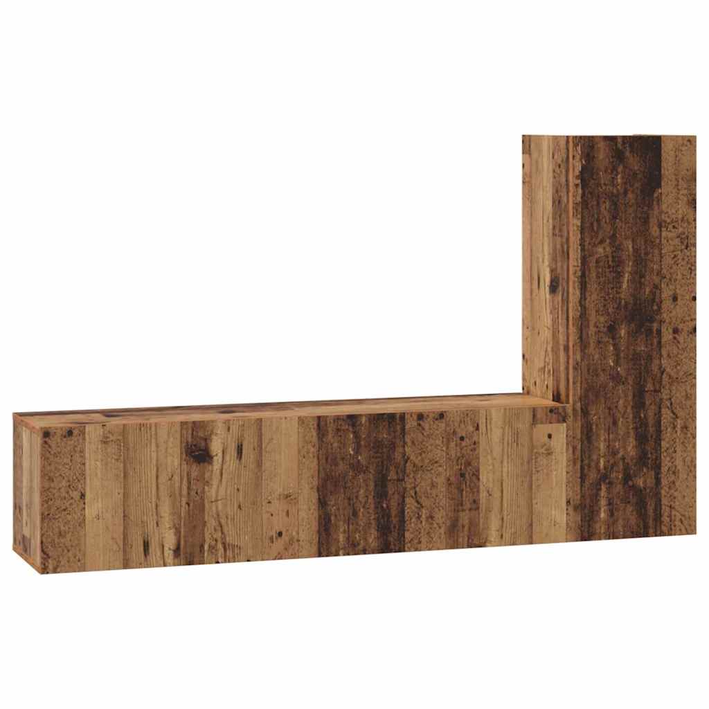 vidaXL TV-Schrankset Wandmontiert 3 pcs Altholz Holzwerkstoff