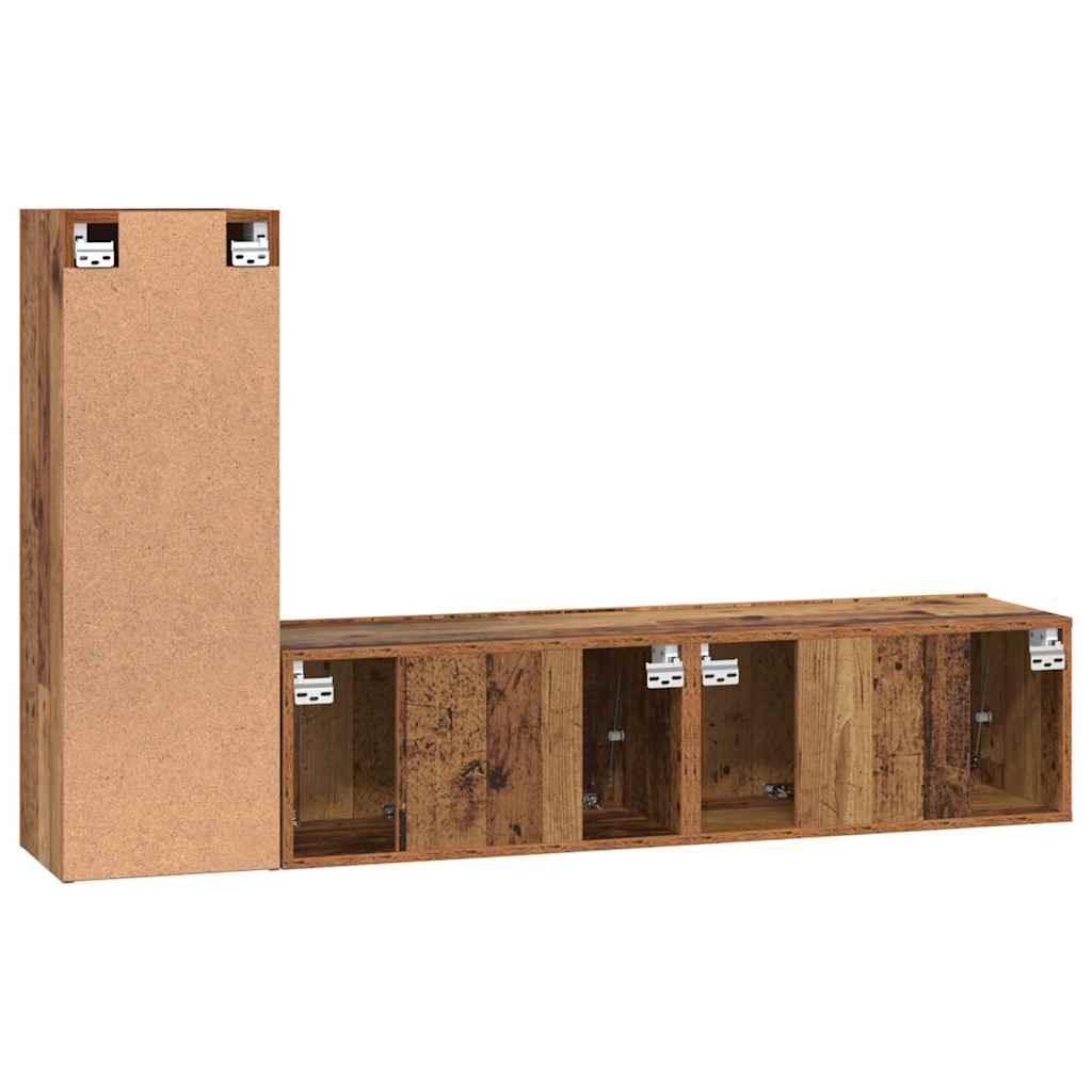 vidaXL TV-Schrankset Wandmontiert 3 pcs Altholz Holzwerkstoff