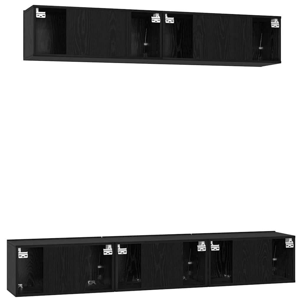vidaXL Ensemble de meubles TV 5 pcs Noir Chêne aggloméré
