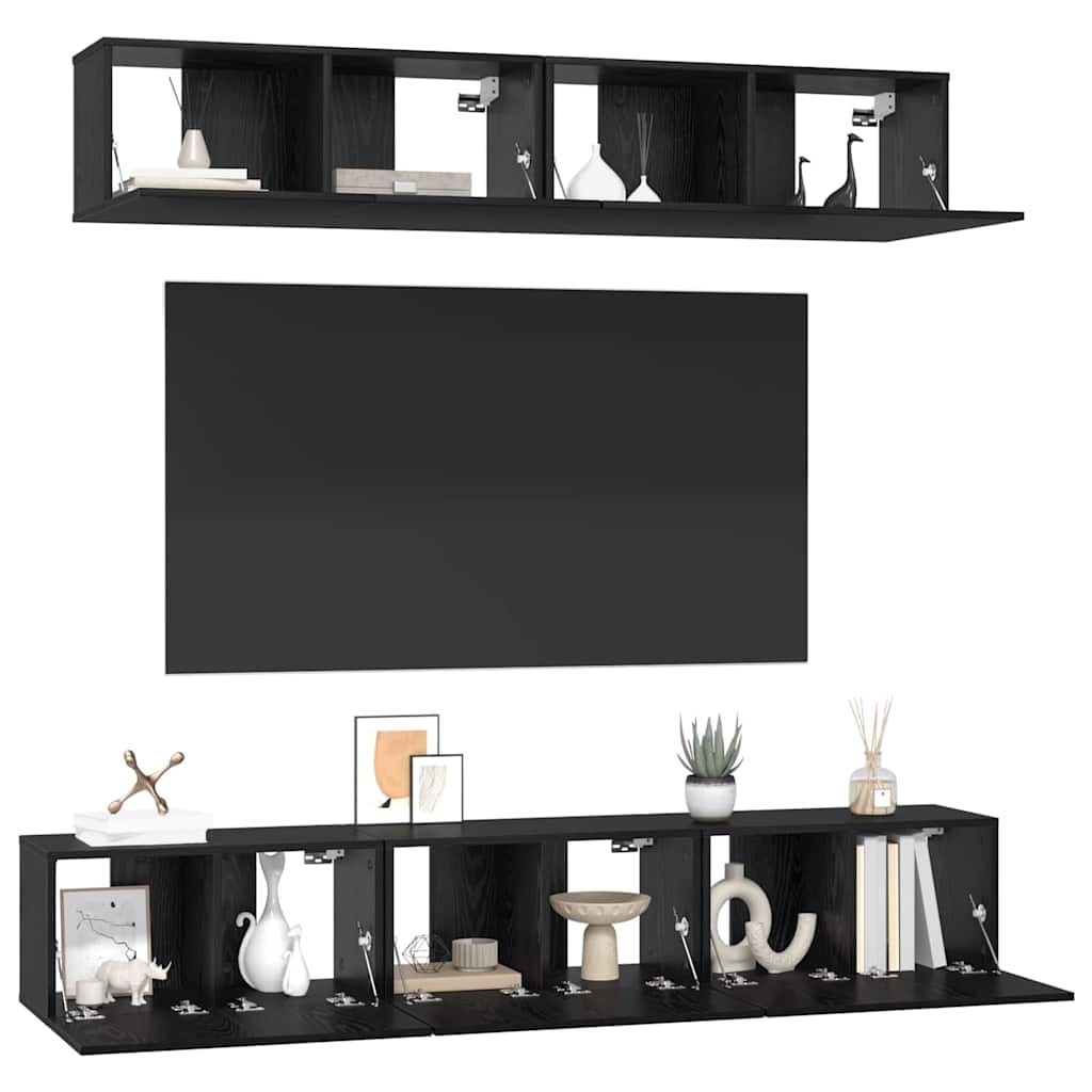 vidaXL Ensemble de meubles TV 5 pcs Noir Chêne aggloméré
