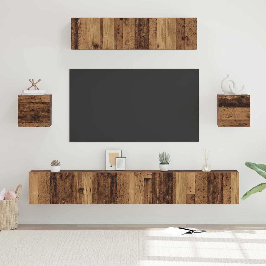 vidaXL Meuble TV mural 7 pcs bois de récupération composite de bois