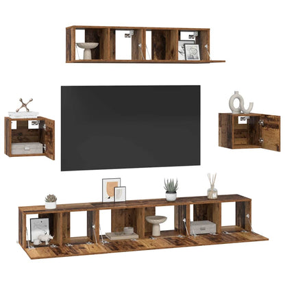 vidaXL Meuble TV mural 7 pcs bois de récupération composite de bois