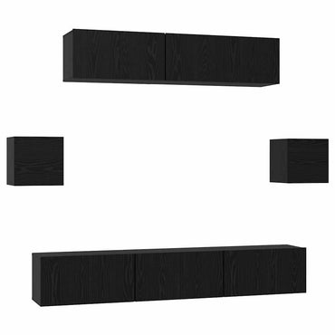 Ensemble de meubles TV 7 pcs noir aspect chêne en bois d'ingénierie vidaXL