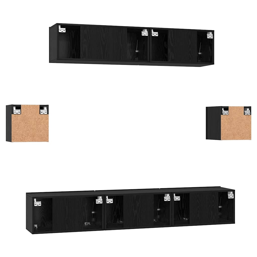 Ensemble de meubles TV 7 pcs noir aspect chêne en bois d'ingénierie vidaXL