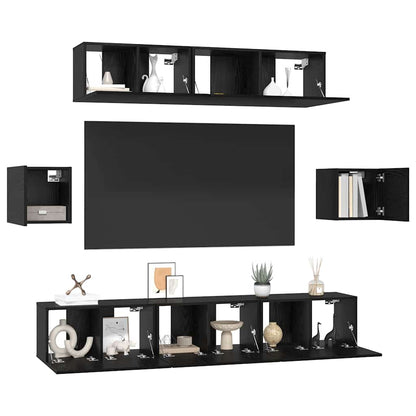 Ensemble de meubles TV 7 pcs noir aspect chêne en bois d'ingénierie vidaXL