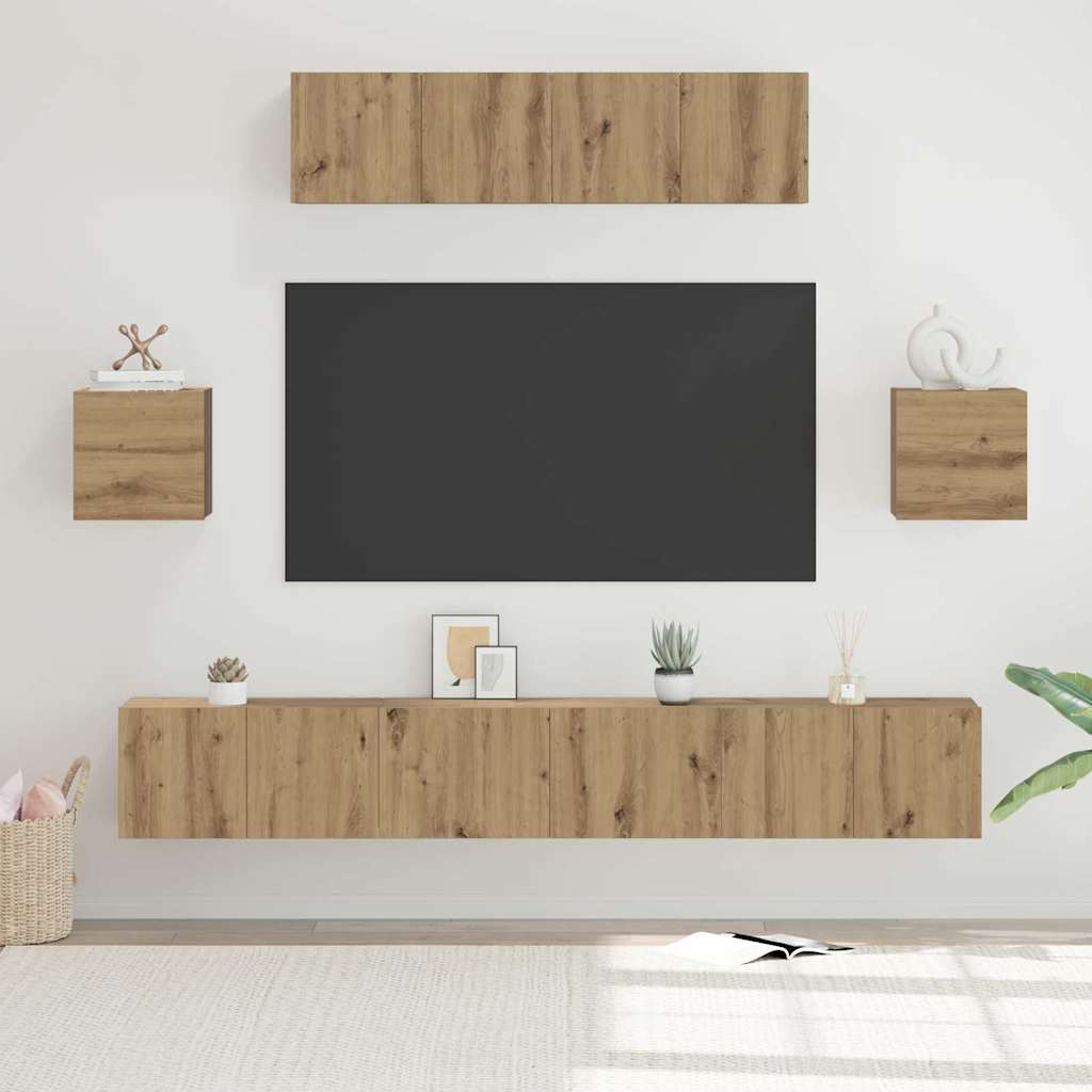 vidaXL Ensemble de meubles TV mural 7 pcs Chêne Artisan Bois d'ingénierie