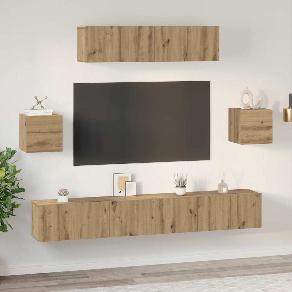 vidaXL Ensemble de meubles TV mural 7 pcs Chêne Artisan Bois d'ingénierie