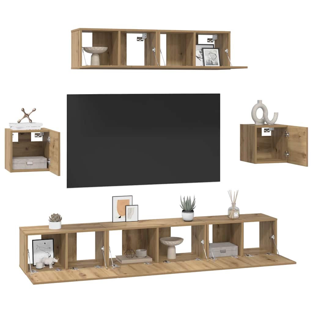 vidaXL Ensemble de meubles TV mural 7 pcs Chêne Artisan Bois d'ingénierie