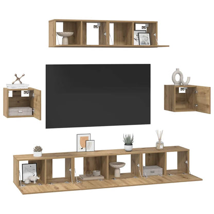 vidaXL Ensemble de meubles TV mural 7 pcs Chêne Artisan Bois d'ingénierie
