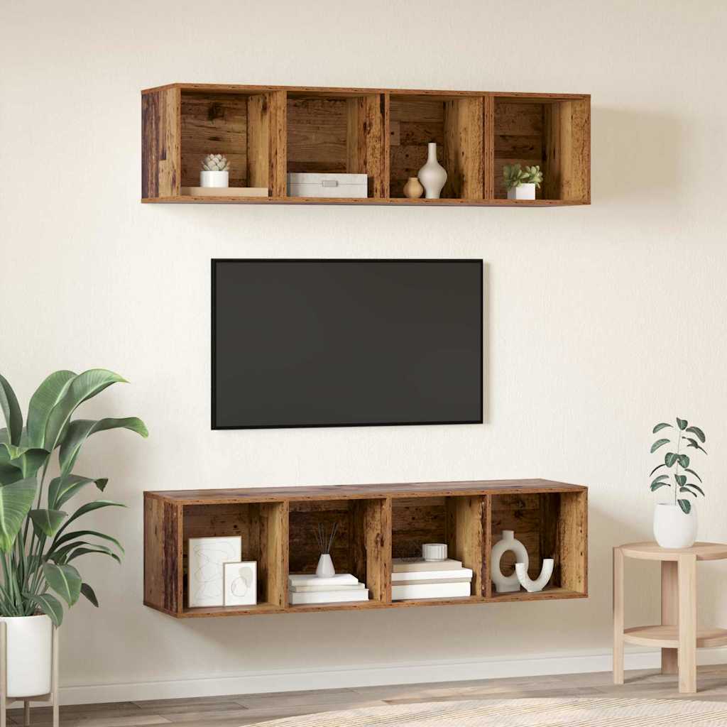 vidaXL Meuble TV mural 3 pcs Bois de récupération Bois d'ingénierie
