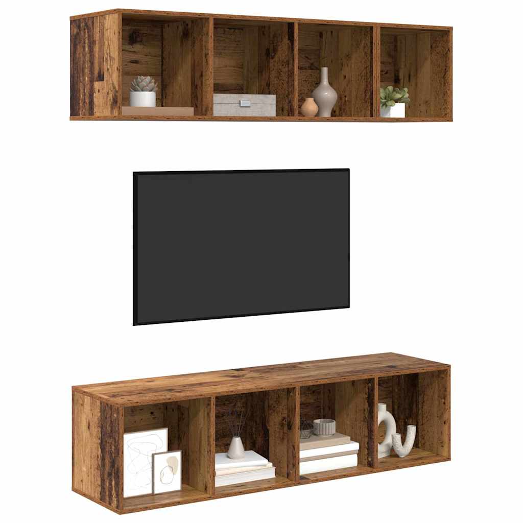 vidaXL Meuble TV mural 3 pcs Bois de récupération Bois d'ingénierie