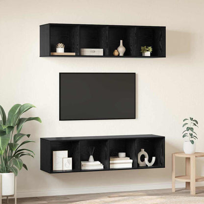 Meuble TV vidaXL 3 pcs aspect chêne noir bois d'ingénierie