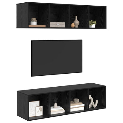 Meuble TV vidaXL 3 pcs aspect chêne noir bois d'ingénierie
