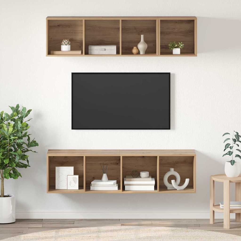 vidaXL Meuble TV mural 3 pcs Chêne artisan Aggloméré
