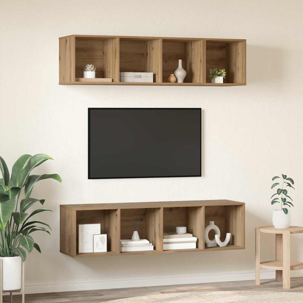 vidaXL Meuble TV mural 3 pcs Chêne artisan Aggloméré